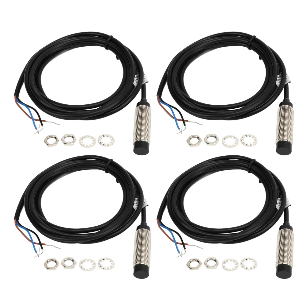 4 Set Inductive Proximity Switch 12mm Probe NPN 3 Wire NO Contact 4mm Detection Approach Sensor 6‑36VDC