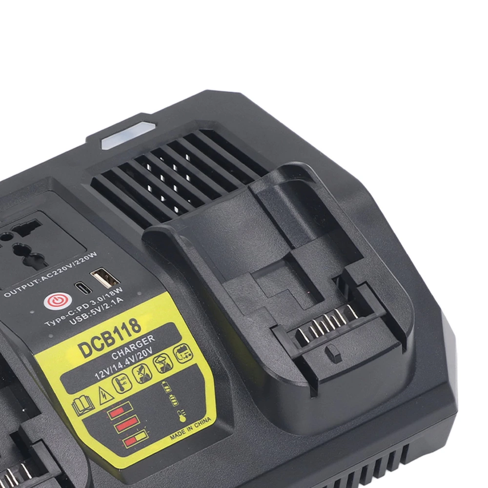 Dual Battery Charger 12V 14.4V 20V Lithium Ion Maintainer Charging Discharging Station 100‑240V US Plug