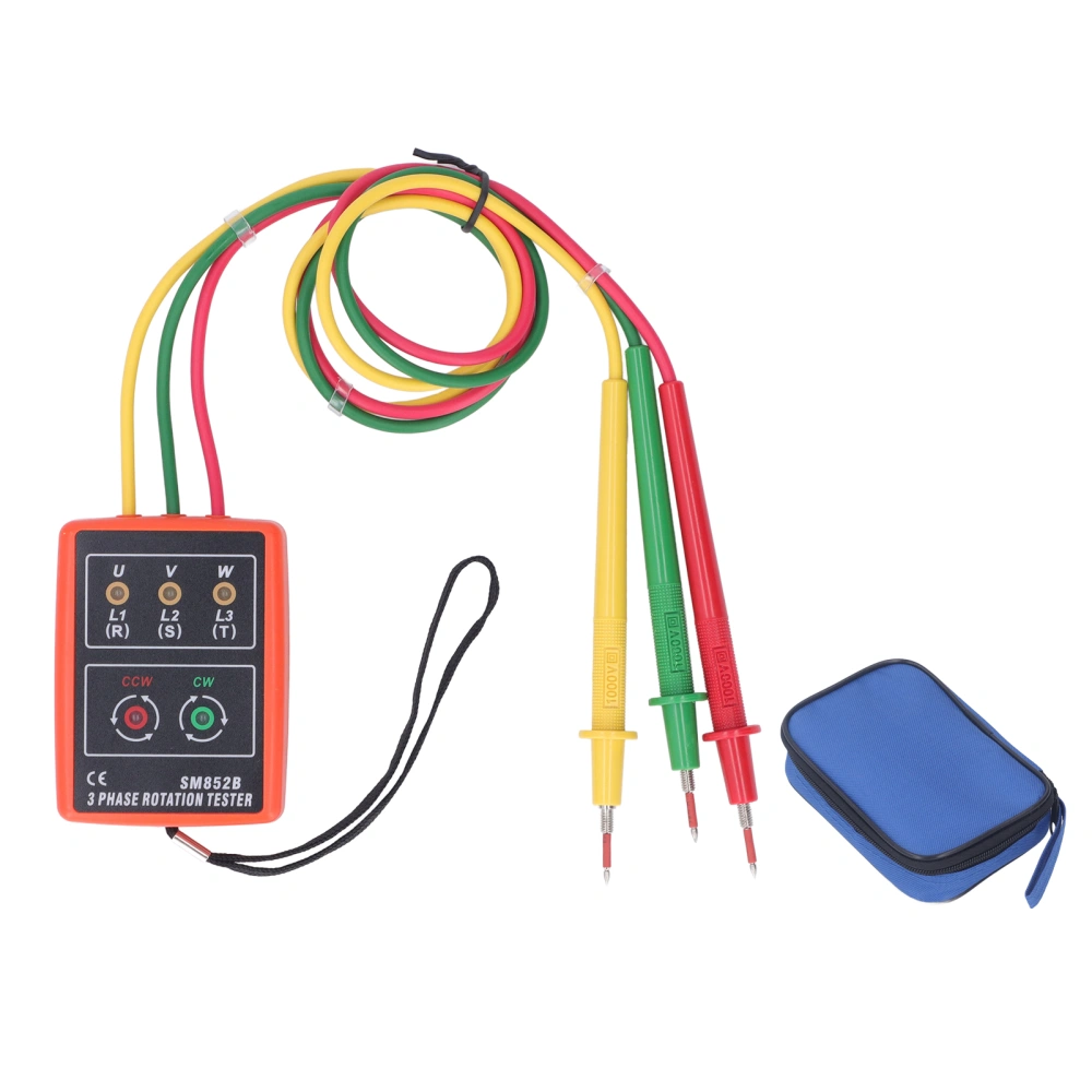 3 Phase Sequence Tester Portable AC Phase Rotation Indicator SM852B Detector Meter for Current and Voltage Detection