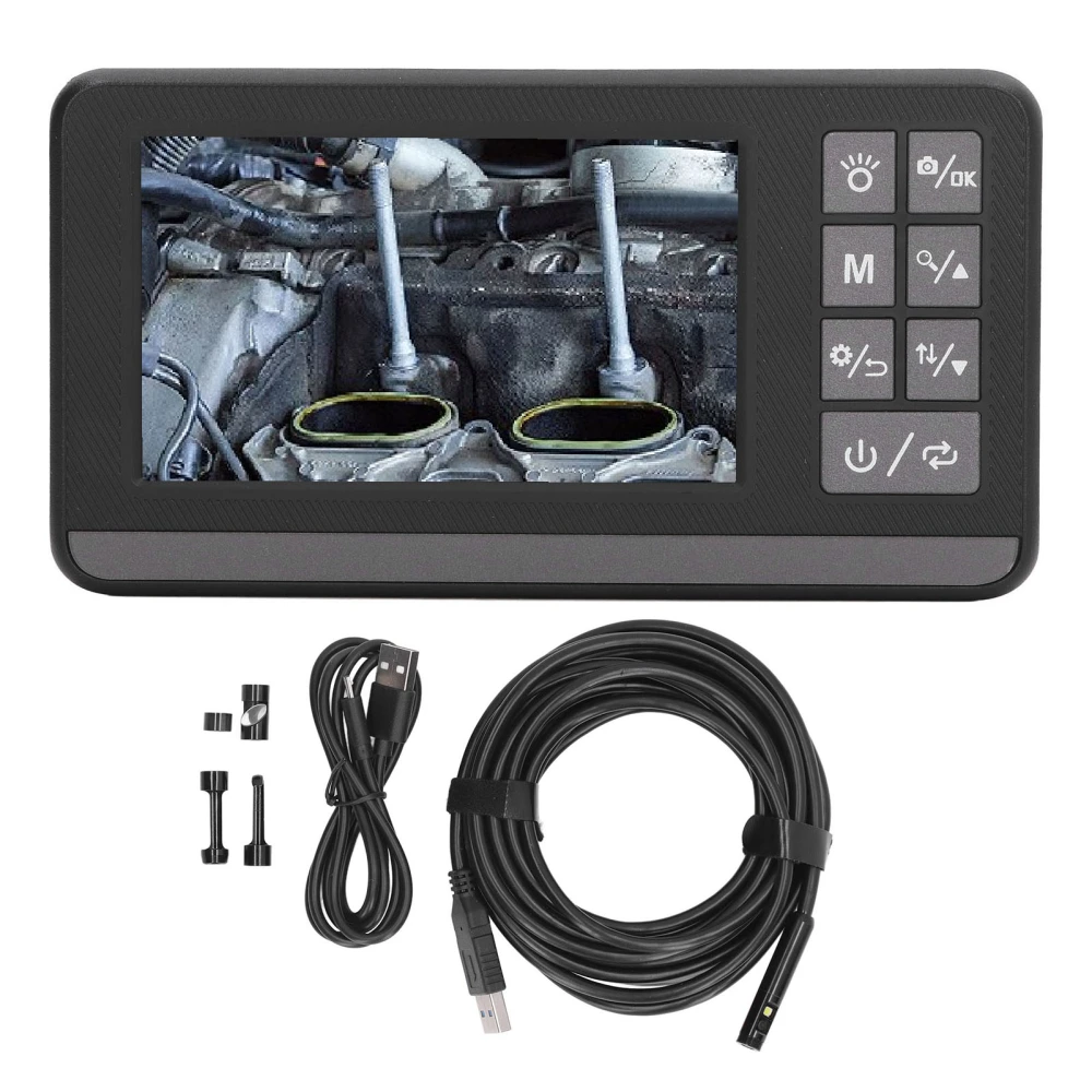 Industrial Endoscope Waterproof 1080P HD Dual Lens Borescope Inspection Sewer Pipe Camera with Light 4.3inch Screen 1m