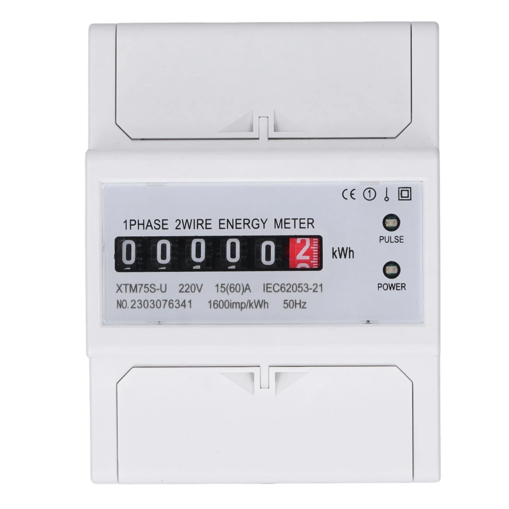 DC220V Single Phase Energy Meter Digital Display 4P 35mm Rail Mount Electricity Power Meter