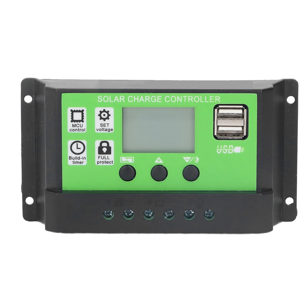 Solar Charge Controller Adjustable Parameter Intelligent Solar Panel Charge Battery Regulator with LCD Display 12V 24V Adaptive 10A