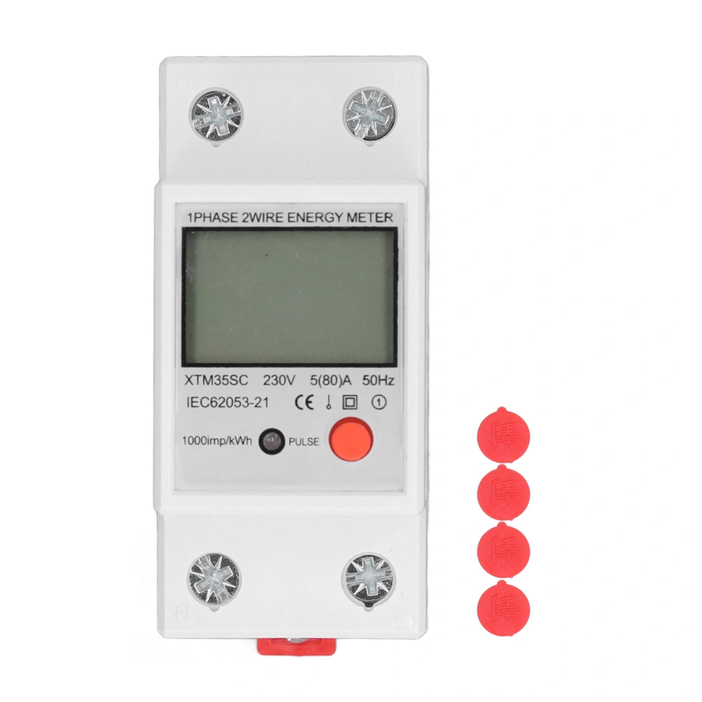 White 2P LCD Display Electric Energy Meter Monitor Single Phase Power Current Voltage Meter DC230V