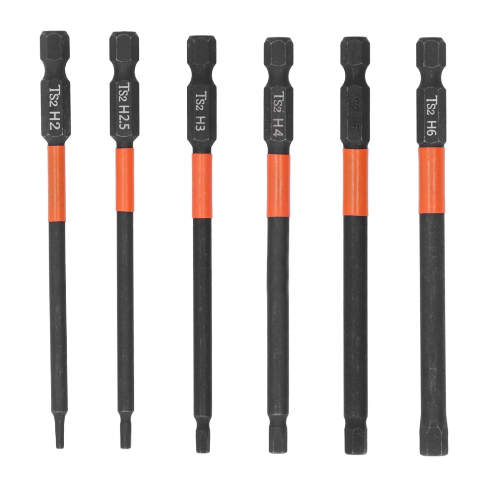 6Pcs Electric Impact Driver Cross Drill Bit Strong Magnetic Black 1/4in Hex Shank Screwdriver Bit Kit