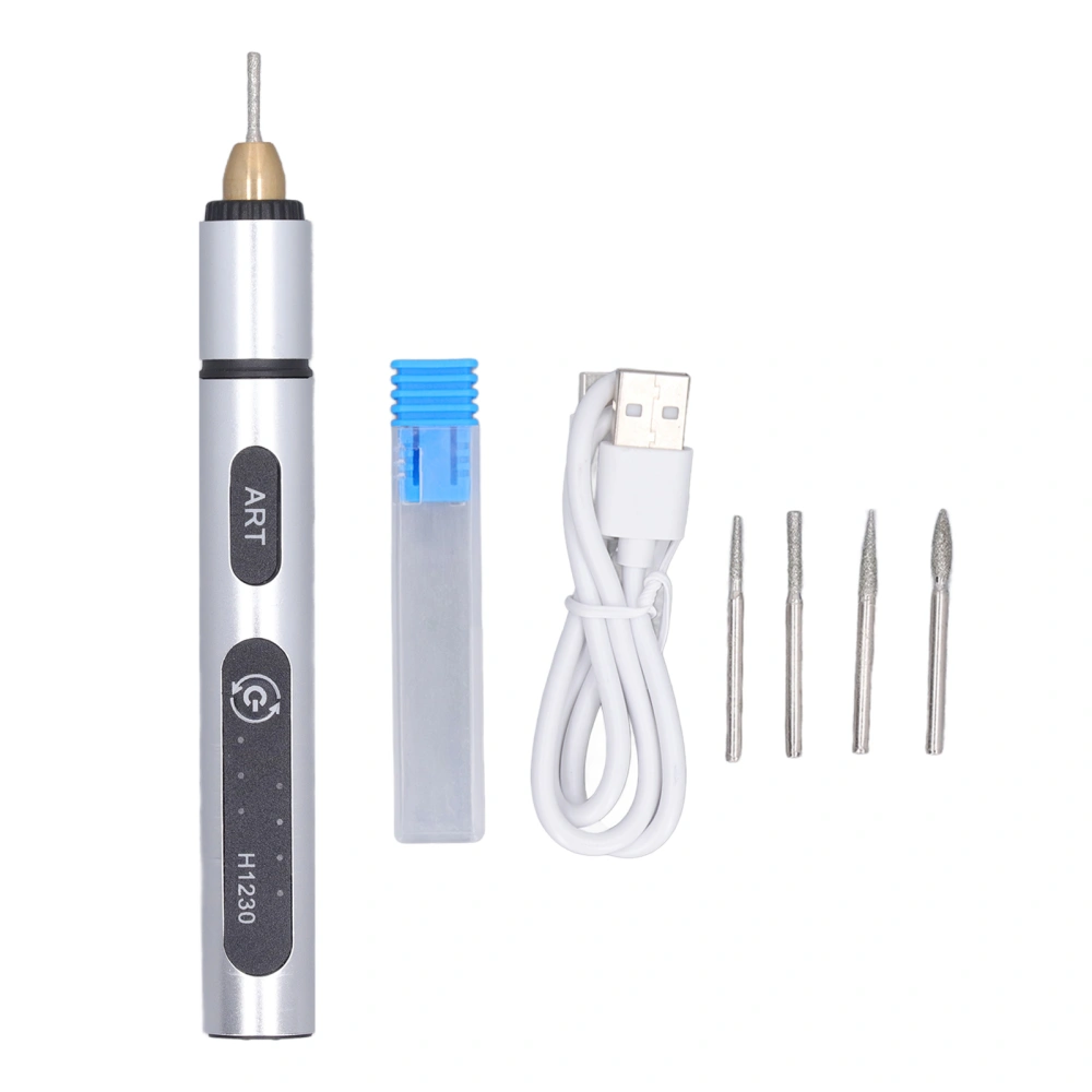 Electric Engraving Pen Rechargeable 3 Gear 5V Cordless Rotary Tool for Grinding Carving Silver