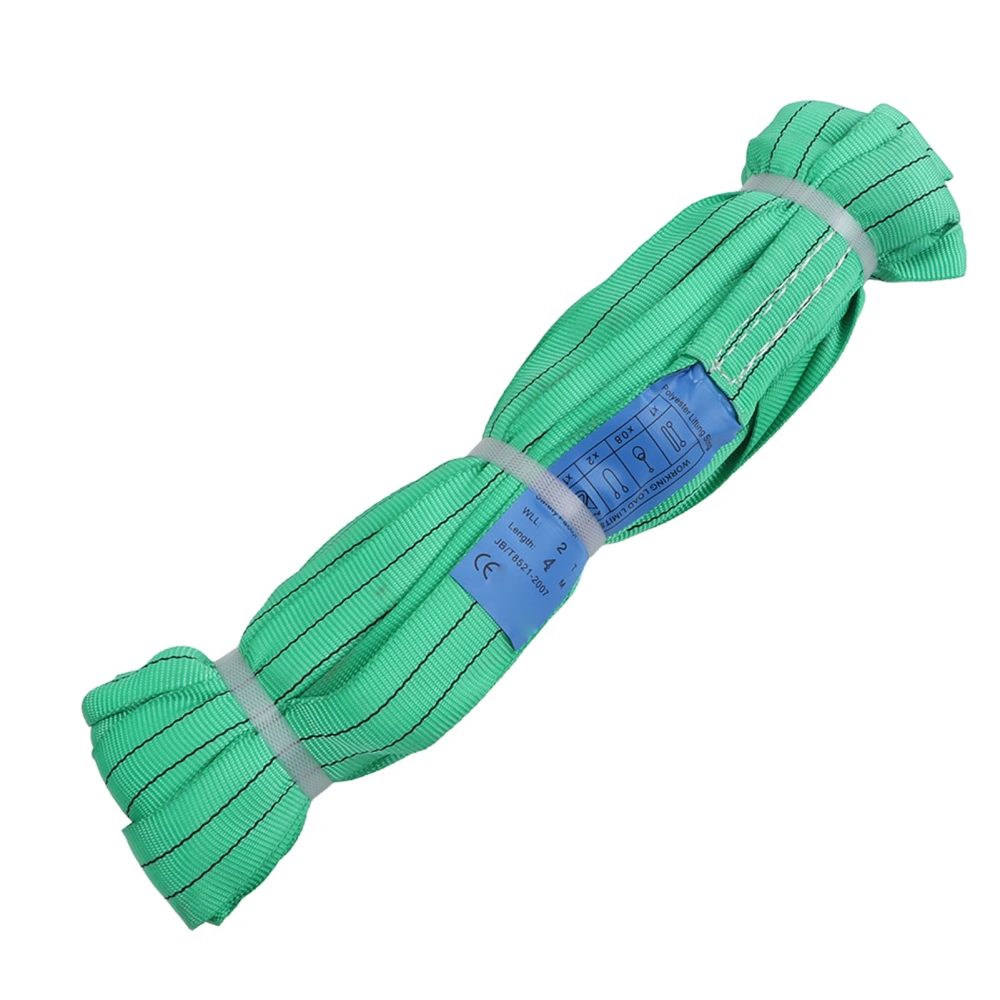 Lift Sling Strap 4M 2T Green Reinforced Double Eye Loop Polyester Flexible Rigging Lifting Strap for Crane Hoist