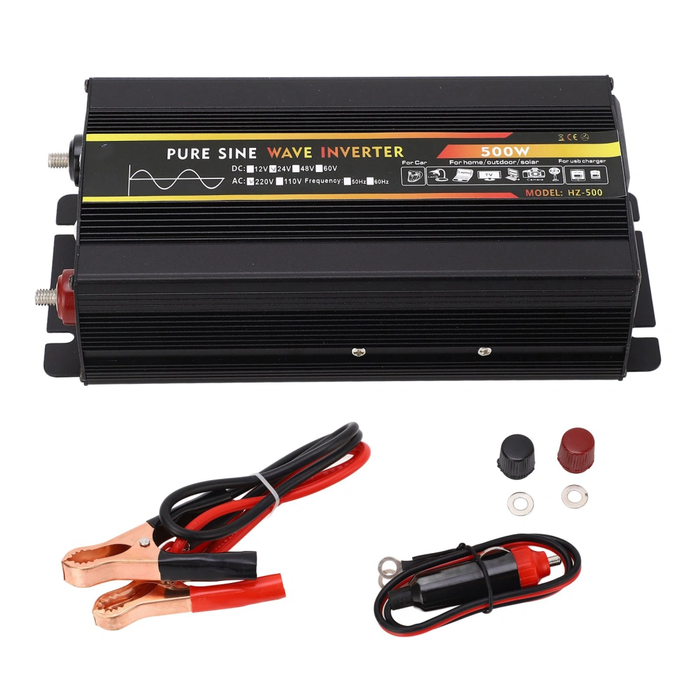 500W Power Inverter DC24V to AC220V Pure Sine Wave LED Display Screen Inverter with Car Charger