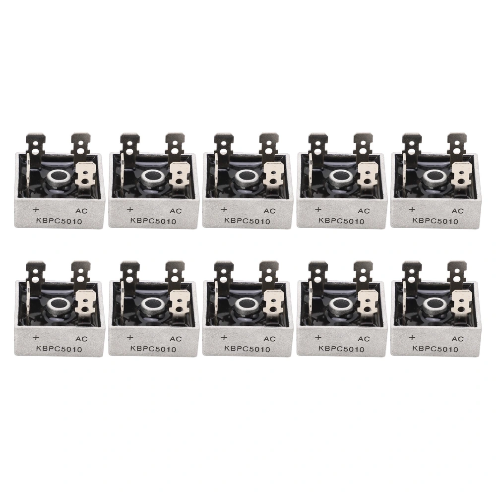 10Pcs 1000V 50A Single Phase Diode Bridge Rectifier Excellent Cooling System Diode Bridge Rectifier 31.5x31.5mm/1.24x1.24in