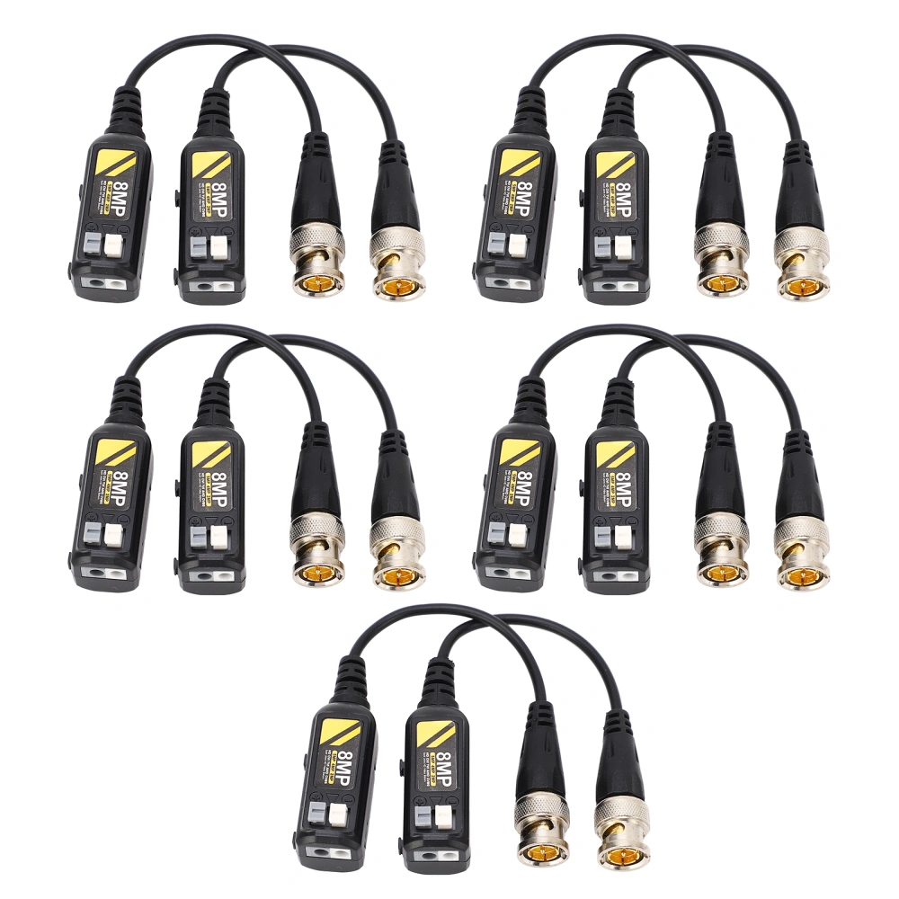 5 Pair 8MP BNC Video Balun Connector Low Loss Transmission Lightning Protection Balun Twisted Pair Transmitter