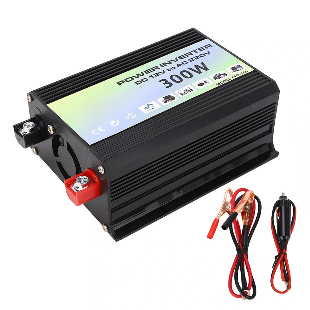 Power Inverter 300W 1 Universal Socket 2 USB Port Smart Cooling Modified Wave Car Power Inverter DC12V To AC220V