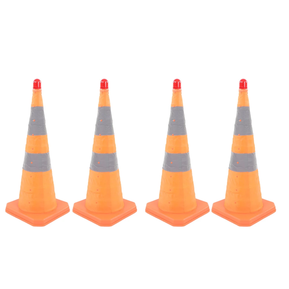 4Pcs 28in Collapsible Traffic Cone Multipurpose Popup Reflective Safety Cones with Light for Parking Lot Road Orange