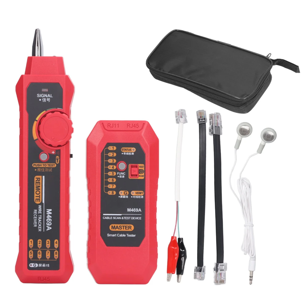 Network Cable Tester Multifunctional Anti Interference Portable Wire Tester Finder with Earphone Light