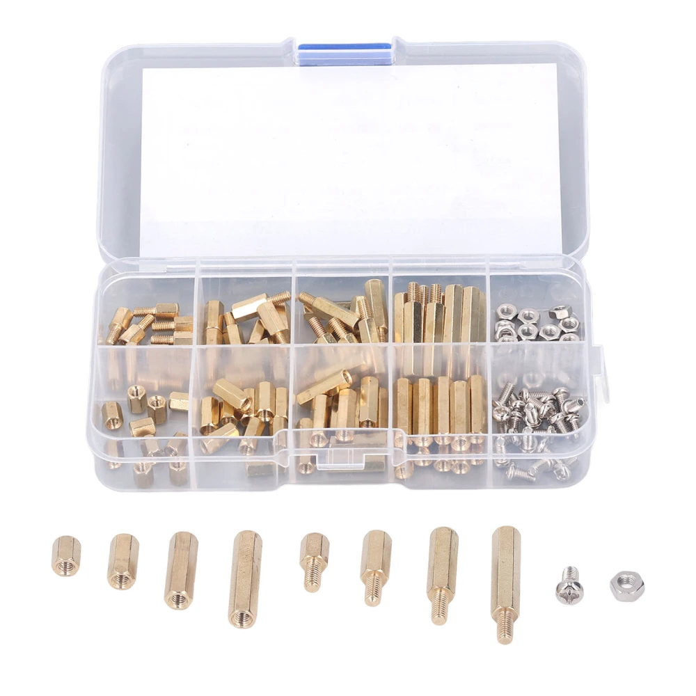 120Pcs M3 Standoff Kit Brass Standard Hex Screw Nut Standoff Kit for Automobiles Electronics