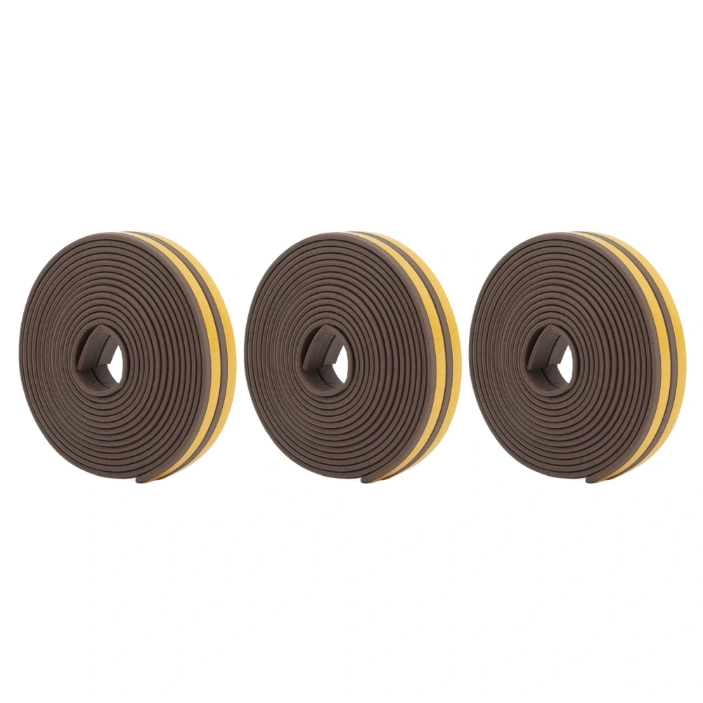 6Pcs Foam Weather Stripping Door Seal Strip Insulation Tape Roll Self Adhesive Sealing Weatherstrip Brown