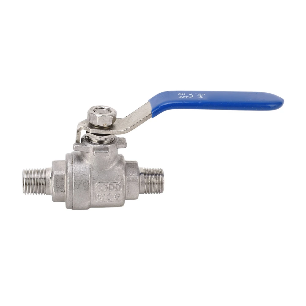 Ball Valve 1/4in NPT DN8 Male Thread 2 Piece Stainless Steel Straight Ball Valve Fitting Connector