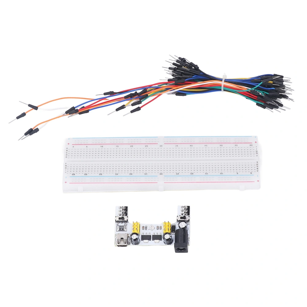 Breadboard Kit Electric 830 Tie Points for Beginner Starter with Power Supply Jumper Cables 12V White