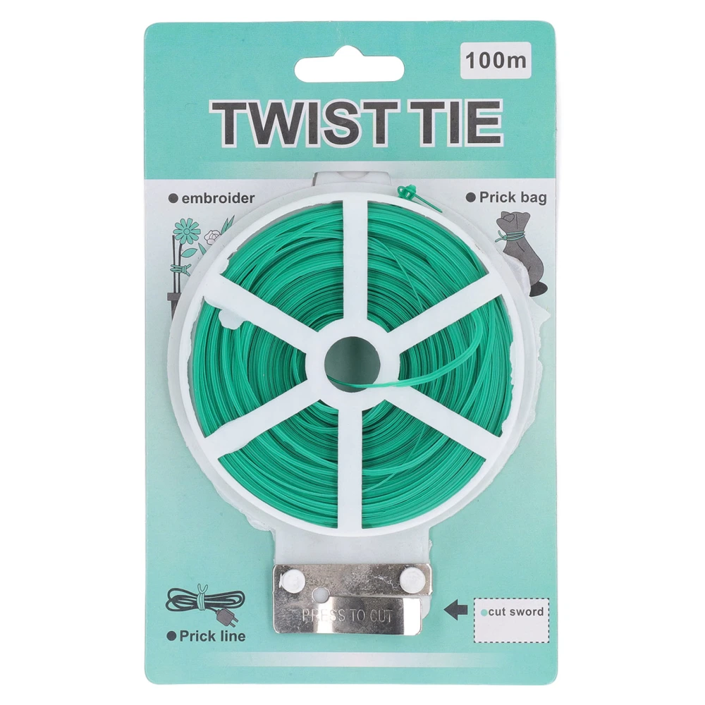 Twist Tie Plant Cable Support Twine 100m PE Tool with Cutter for Garden Horticulture