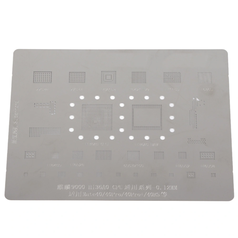 BGA Reballing Stencil Template Stainless Steel Portable High Temperature Resistant Reballing Rework Net for Mate 40