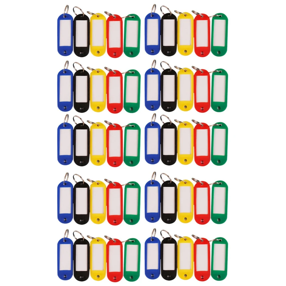 50Pcs Assorted Color Key Chain Tags Set Simple Pure Color Keyring Label Tag Kit for Classification