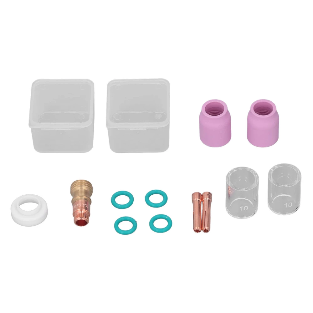 12PCS Welding Gun Glass Cup Kit High Temperature Resistant Copper PTFE TIG Welding Cup for Replacement