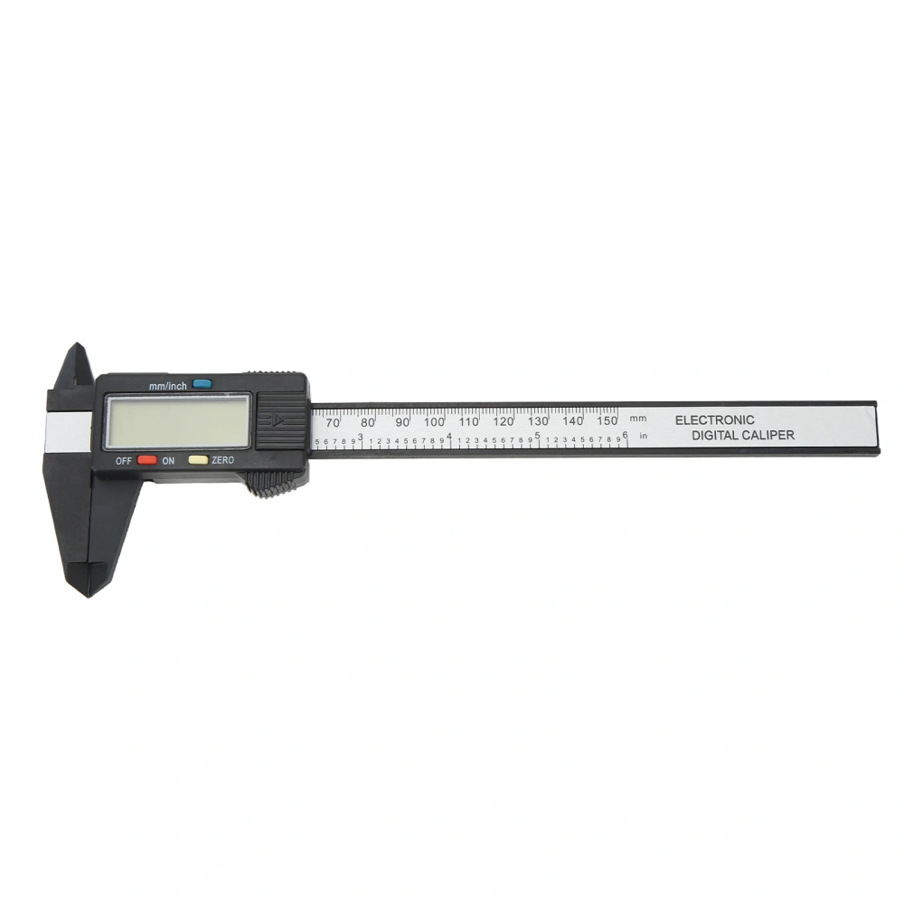 Digital Caliper Electronic LCD Screen Displays 6in 150mm Measuring Tool Inch Millimeter Conversion PA66 Black