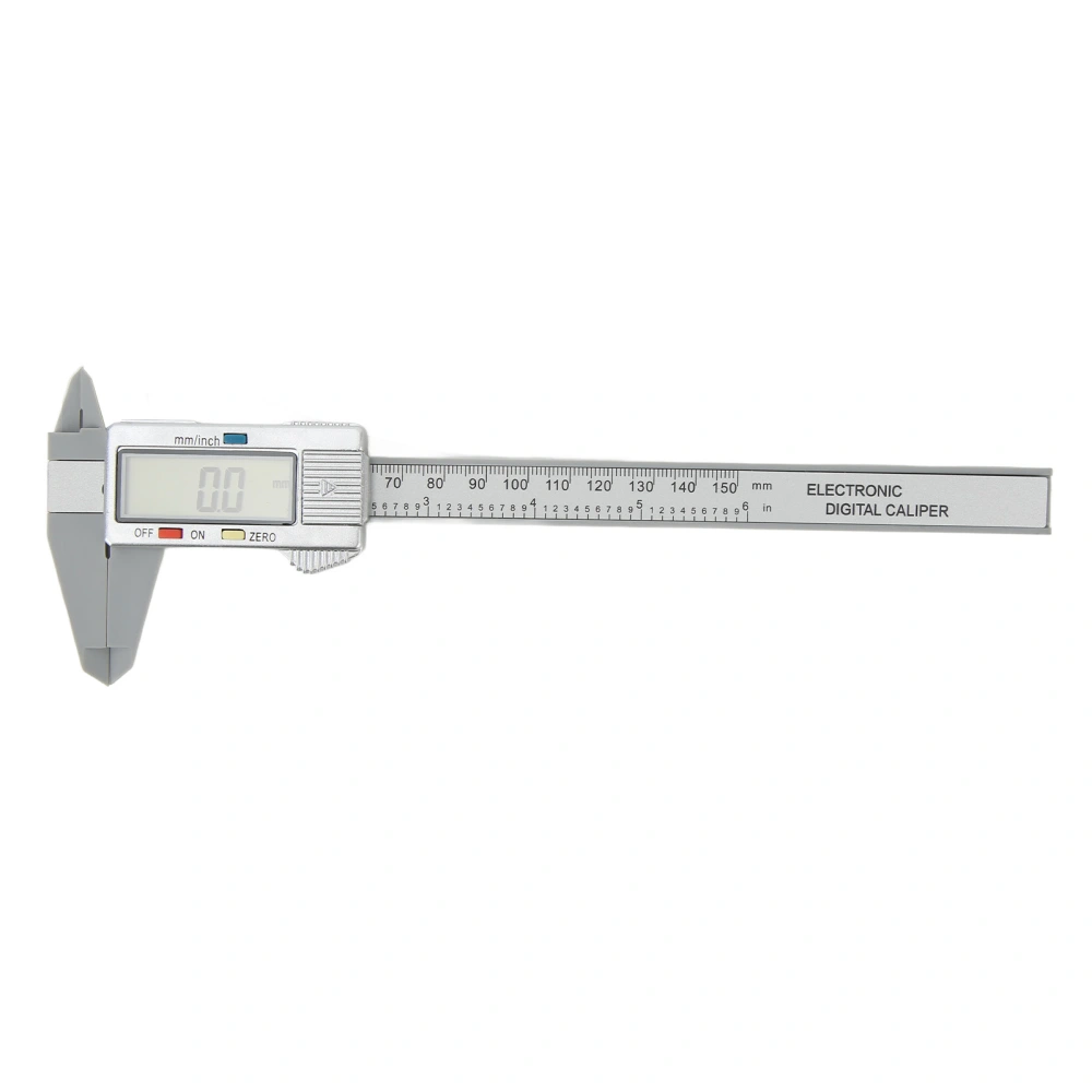 Digital Caliper Electronic LCD Screen Displays 6in 150mm Measuring Tool Inch Millimeter Conversion PA66 Silver