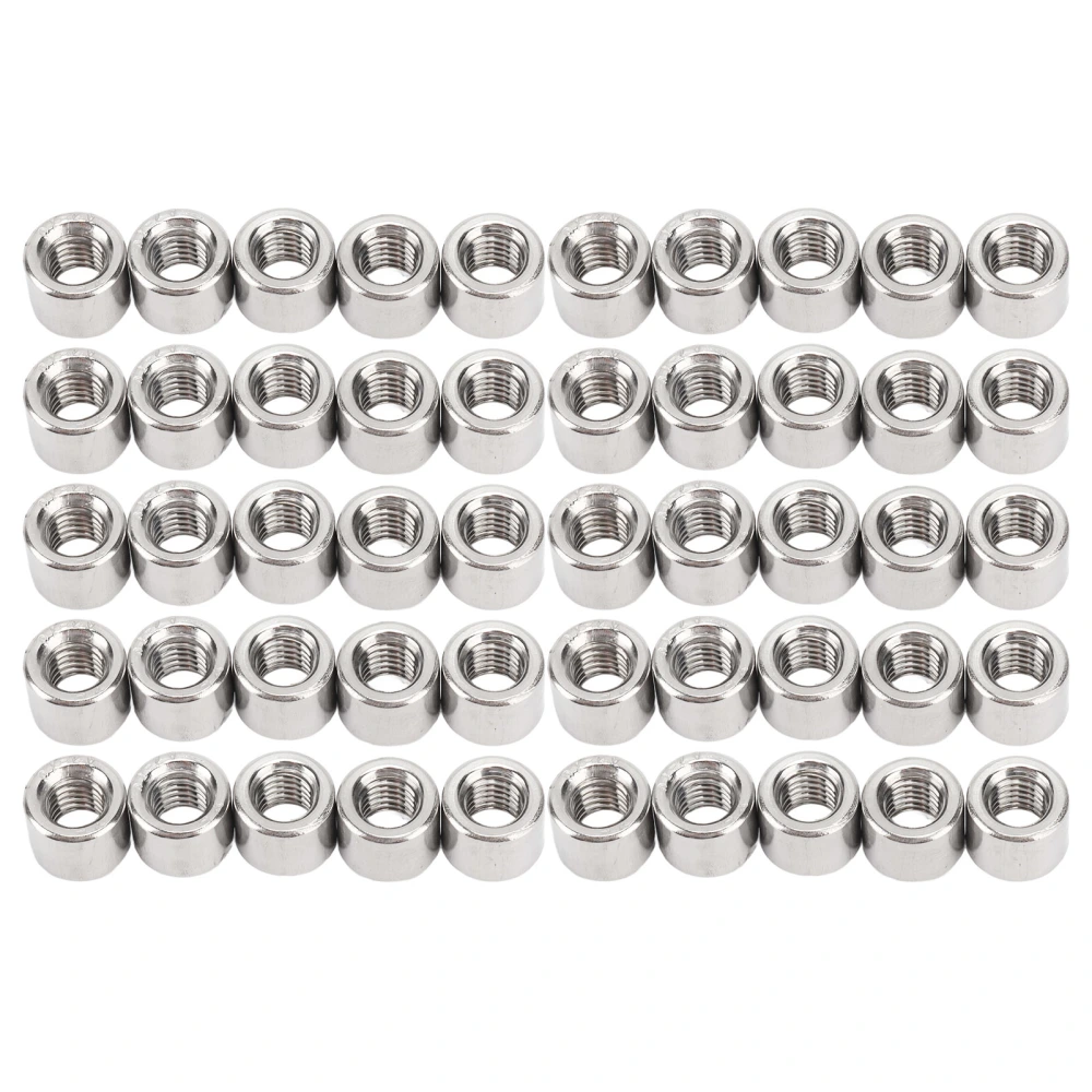 50Pcs Round Coupling Nut Female Thread 304 Stainless Steel M6 Connector Nut for Home Decoration Maintenance