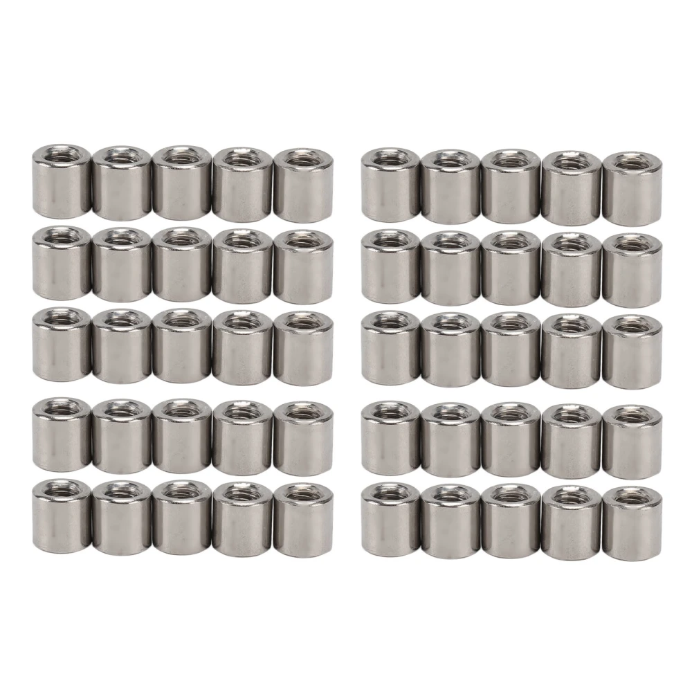 50PCS Cylindrical Coupling Nuts 304 Stainless Steel Female Thread Nut M6 Round Connector Nuts