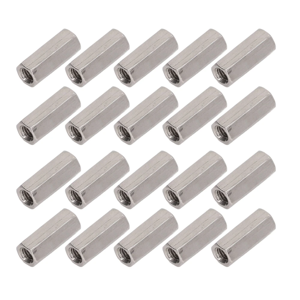 20Pcs Hex Coupling Nut 304 Stainless Steel Rust Proof Female Thread M5 Connector Nut Silver