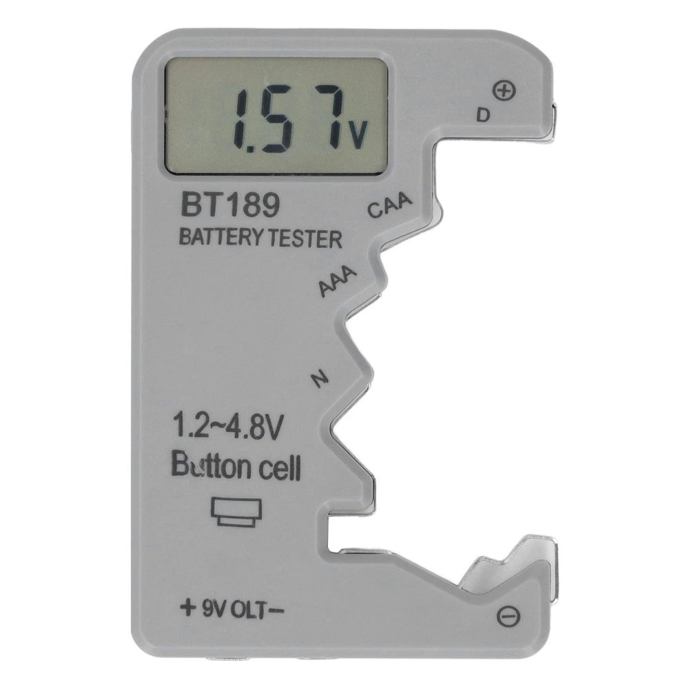 Digital Battery Tester Real Time LCD Display Universal Grey ABS Housing Battery Checker for Detection