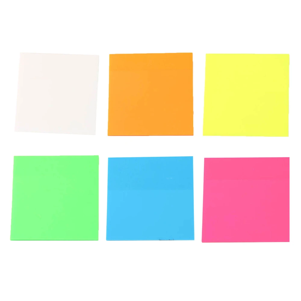 6 Pcs Transparent Sticky Notes White Yellow Green Orange Blue Red Translucent Self Adhesive Memo Pad for School Office