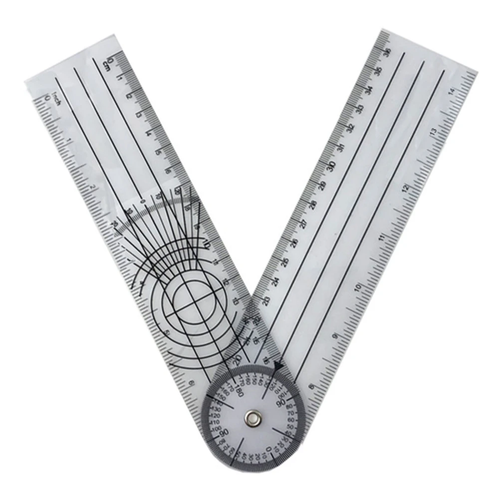 Folding Ruler Protractor Plastic 140mm 5.5in Frosted Multi Angle Geometry Measuring Ruler for Measurement