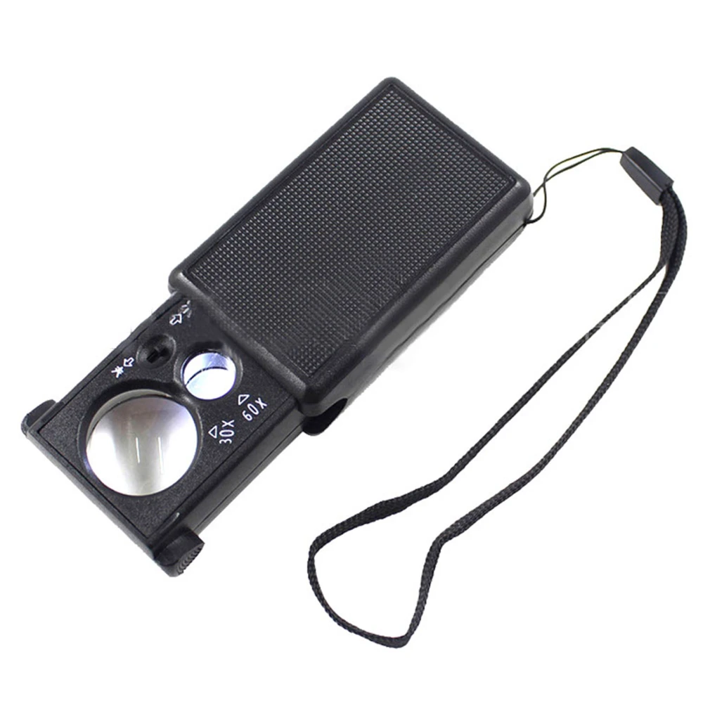 Jewelry Magnifier 30X 60X LED UV Light Magnifying Glass for Rock Coin Identification