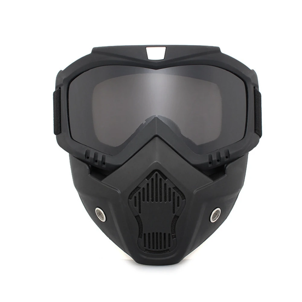 Motorcycle Windproof Goggles Off Road Outdoor Riding Dismantling Equipment Face Shield Black Frame Grey Piece