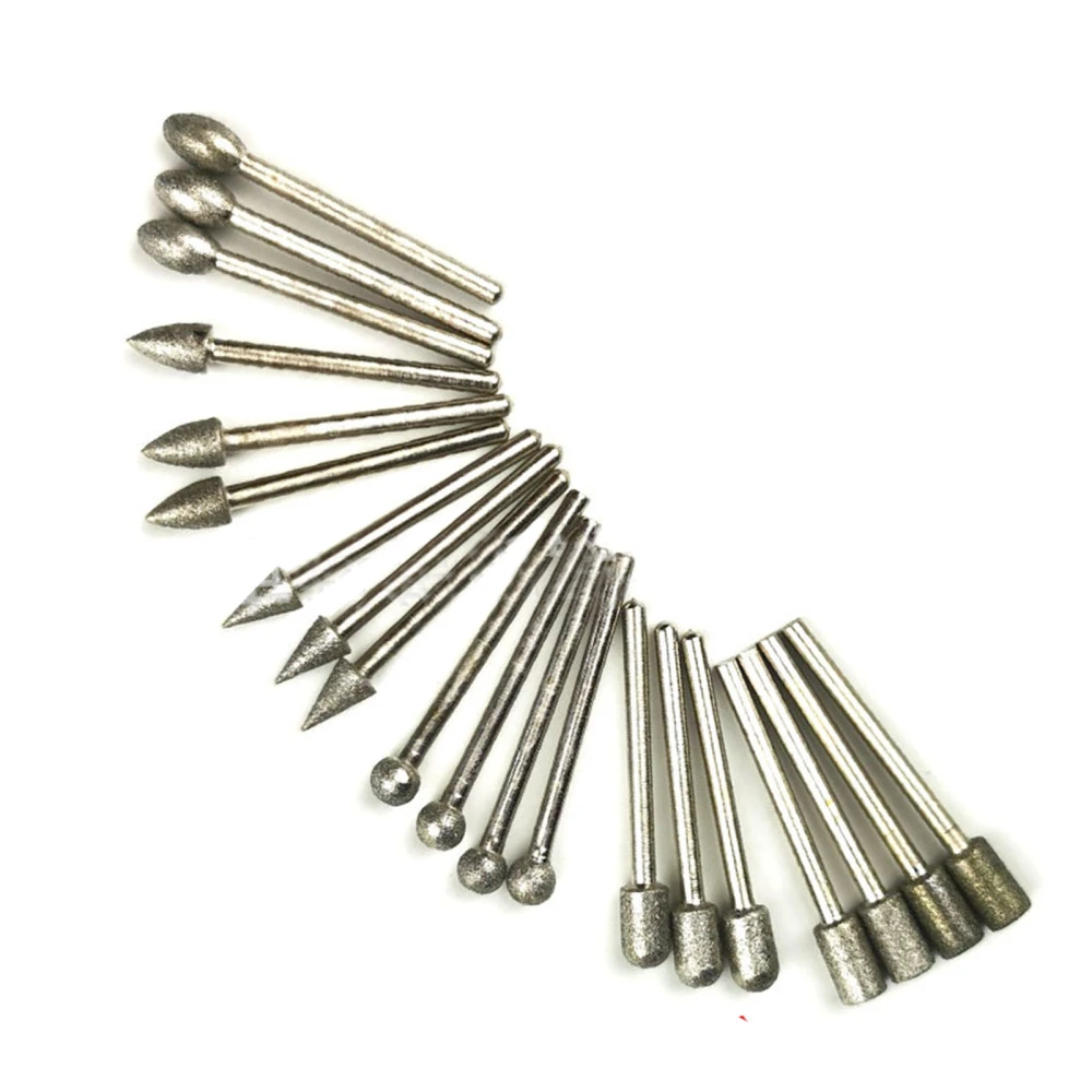 20 Pcs Grinding Bit Set 1/8in Shank 1/4in Drilling Diameter Rotary Grinding Burr for Woodworking Carving Chamfering