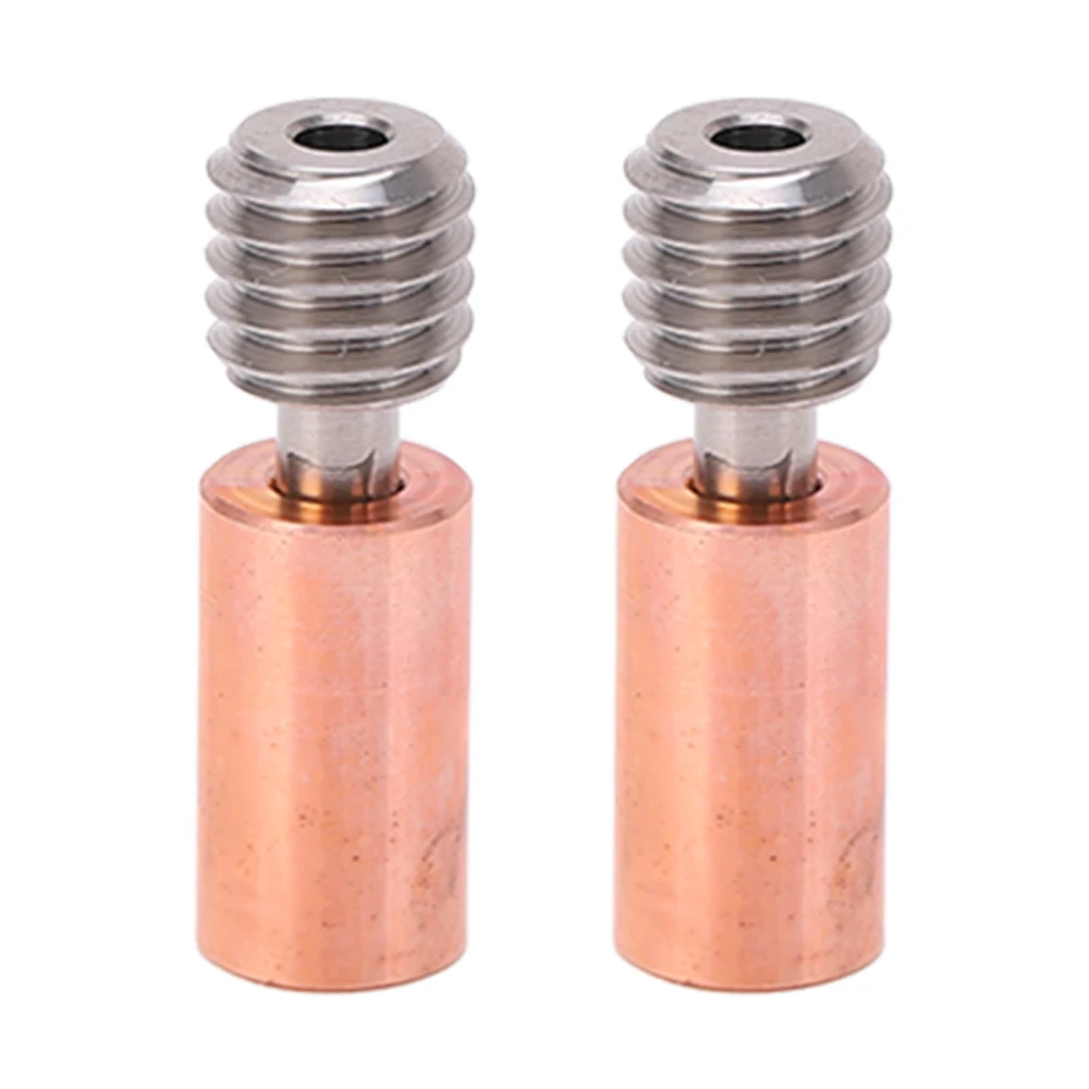 2PCS Heatbreak Tube Ti Alloy Branch Design Thermal Resistance M6 Thread Throat Tube for Ender 3 S1 3D Printer Ti Alloy Copper