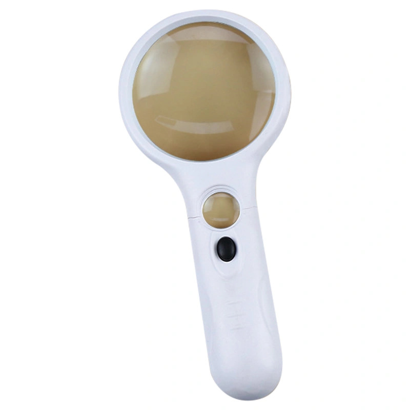 Magnifier 3X 45X Handheld Magnifying Glass with LED Light for Children Elderly People White