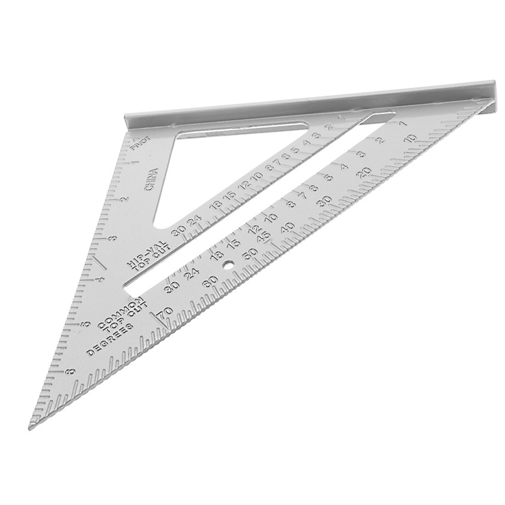 Rafter Square 7in Aluminum Alloy Metric Imperial Multifunctional Triangle Carpenter Square for Woodworking Silver