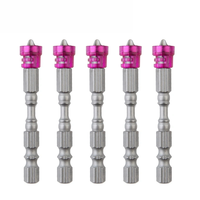 5Pcs Screwdriver Bit Cross S2 Alloy Steel Magnetic Hex Shank Tool Set Kit for Working Purpre