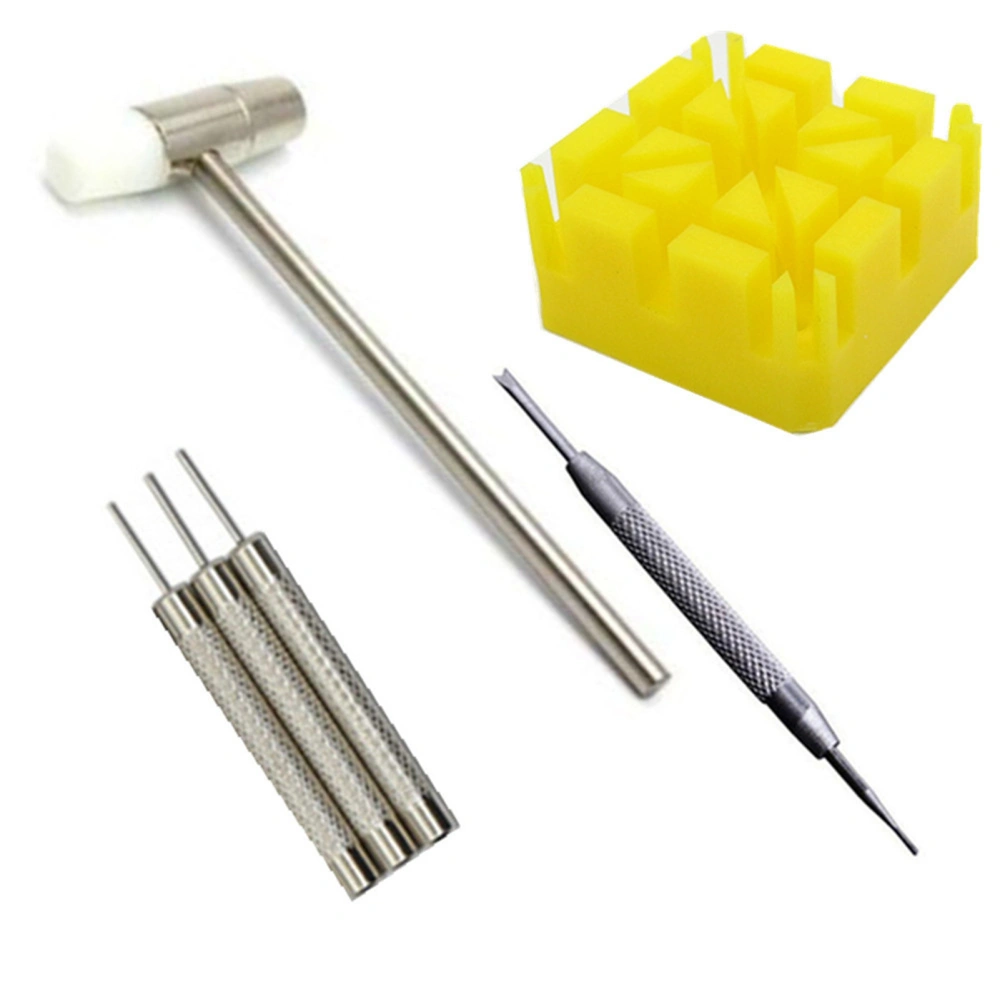 Watch Band Remover Tool Kit Portable Watch Block Hammer Spring Bar Remover Pin Punch Set Yellow