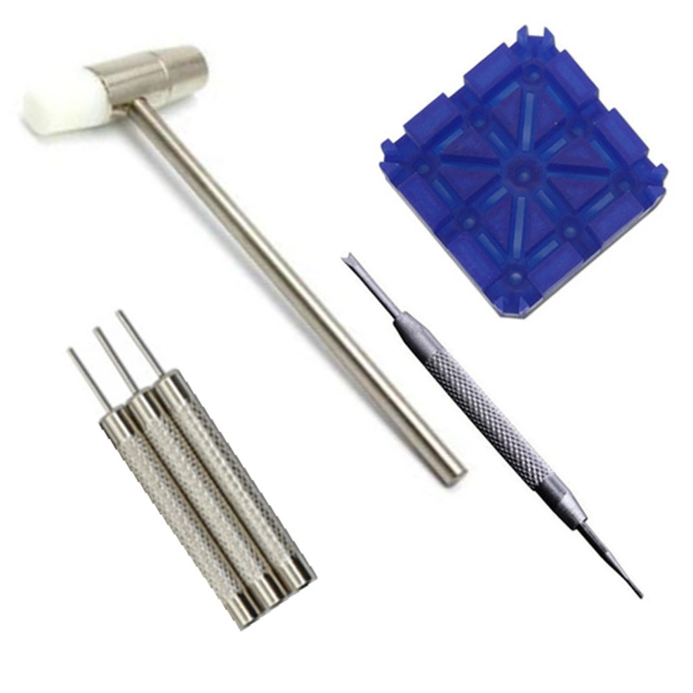 Watch Band Remover Tool Kit Portable Watch Block Hammer Spring Bar Remover Pin Punch Set Blue