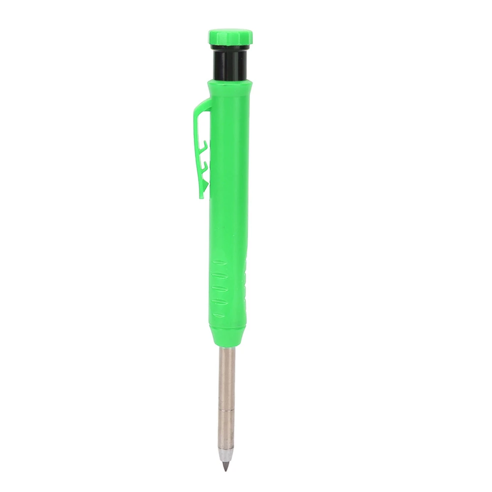 Mechanical Carpenter Pencil with Sharpener Woodworking Deep Hole Pencil for Metal Plastic Marking Green