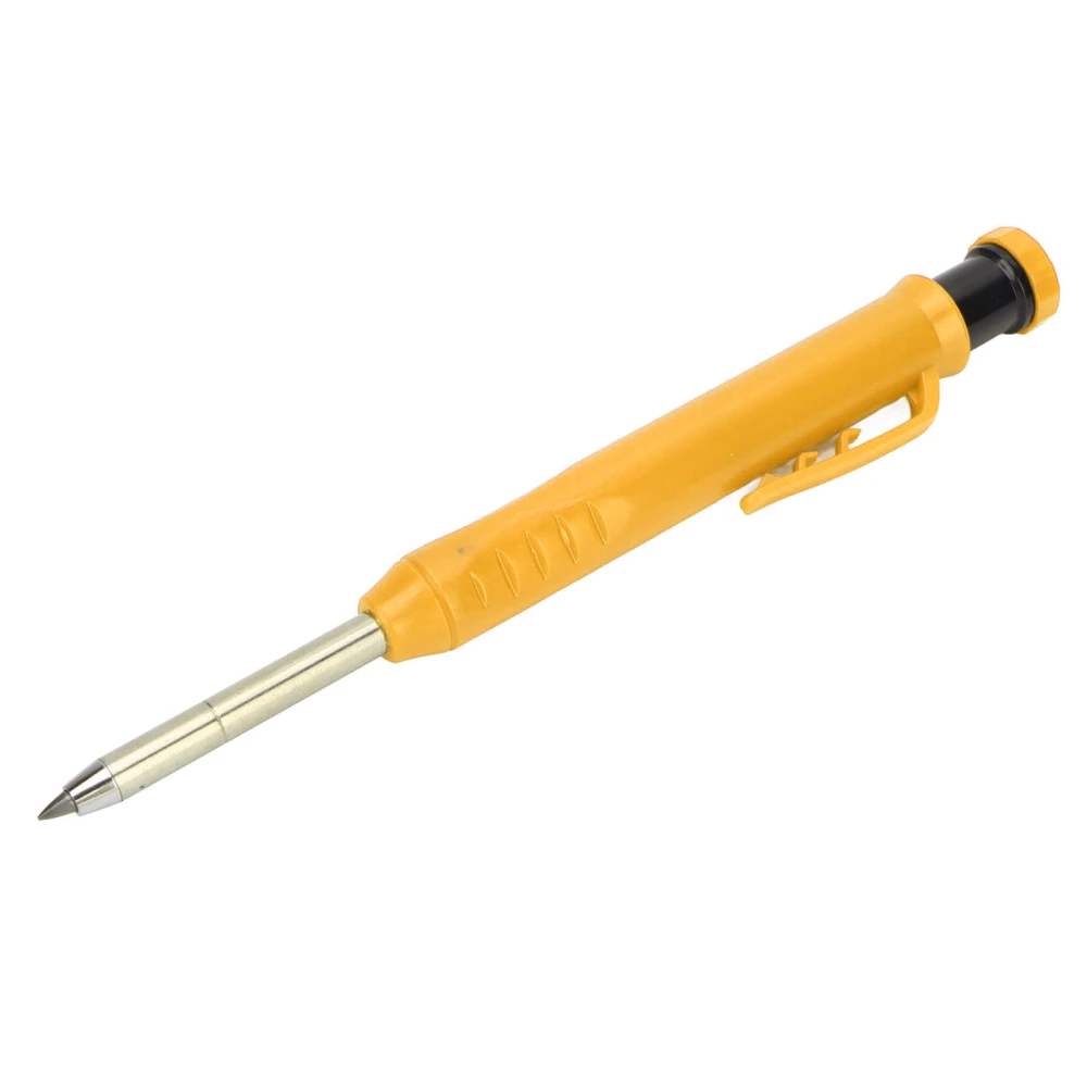 Mechanical Carpenter Pencil with Sharpener Woodworking Deep Hole Pencil for Metal Plastic Marking Yellow