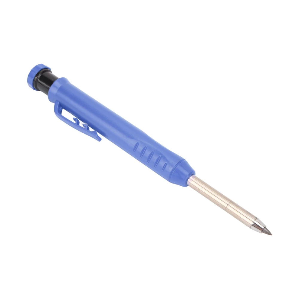 Mechanical Carpenter Pencil with Sharpener Woodworking Deep Hole Pencil for Metal Plastic Marking Blue