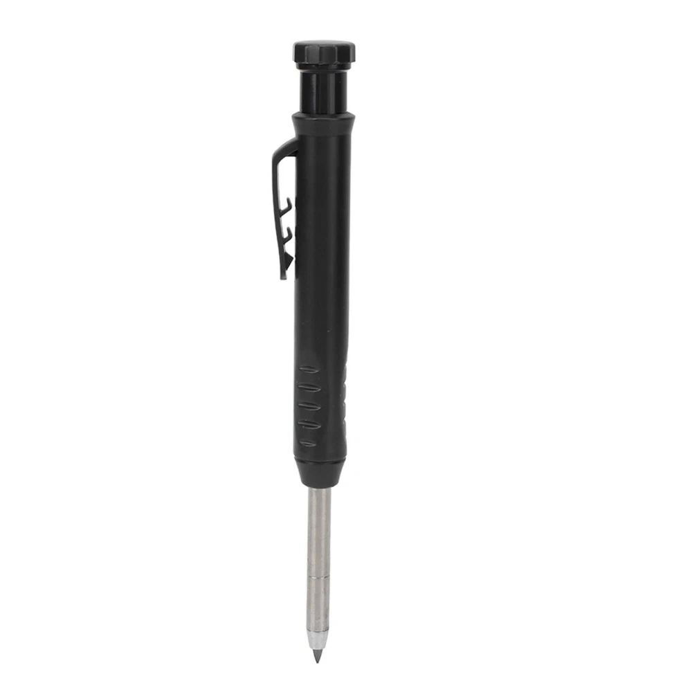 Mechanical Carpenter Pencil with Sharpener Woodworking Deep Hole Pencil for Metal Plastic Marking Black