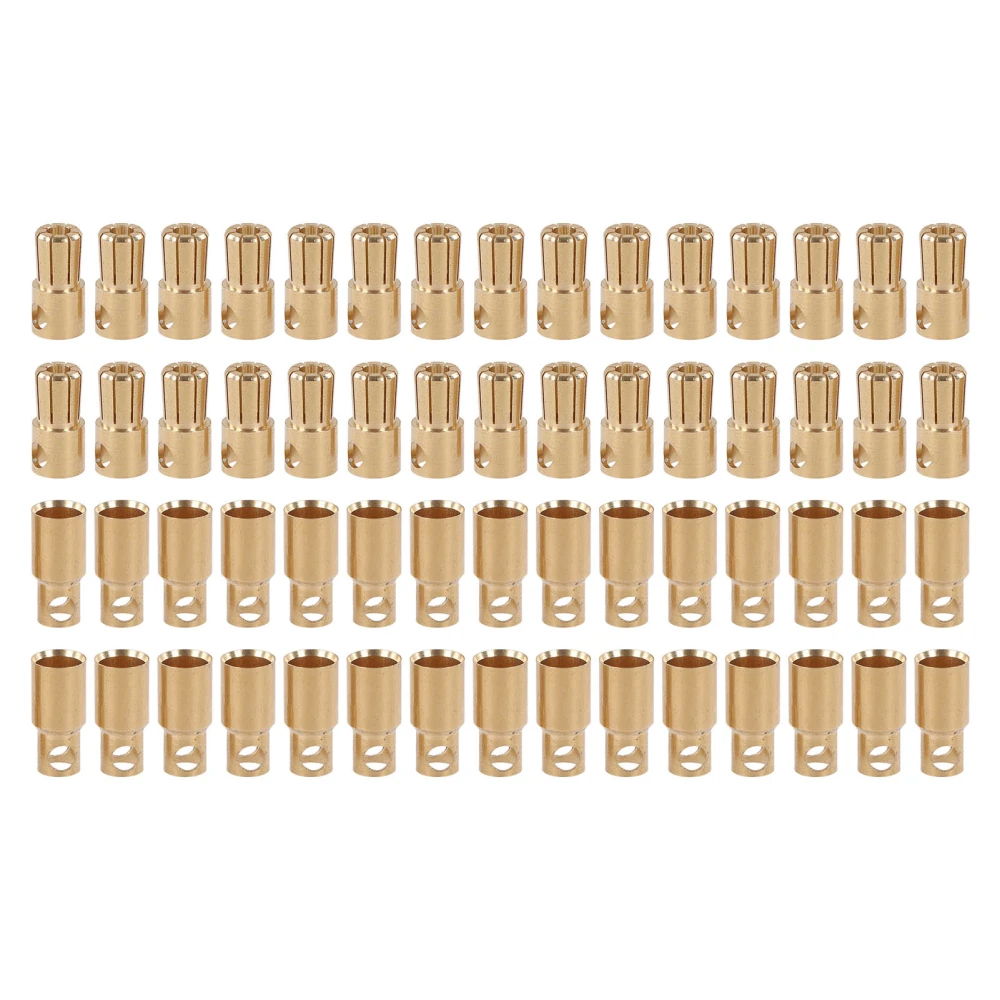 30Pairs Banana Connectors Plugs Sockets Male Female Gold Plated for Industrial DIY RC Battery