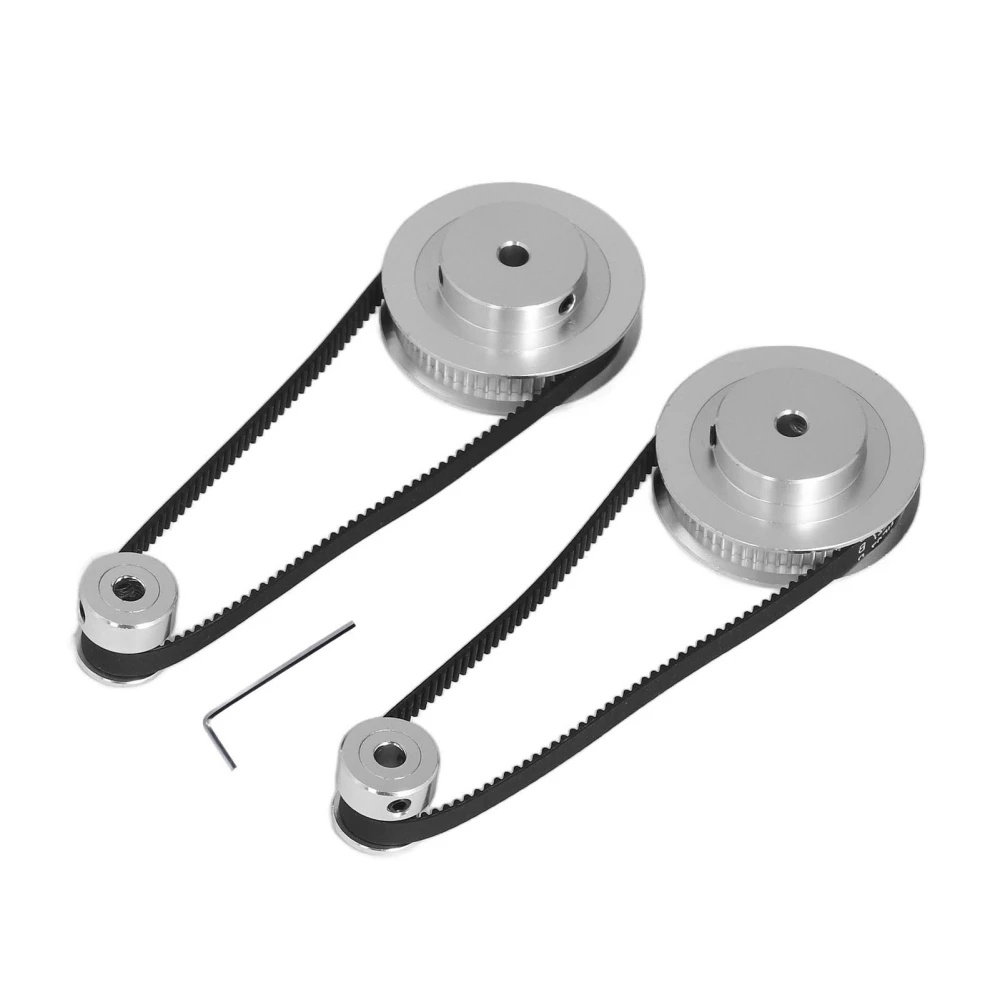 Timing Pulley Set 20 Teeth 60 Teeth Aluminum Synchronous Wheel with 280mm Length 6mm Width Timing Belt for 3D Printer 5mm/0.2in Bore