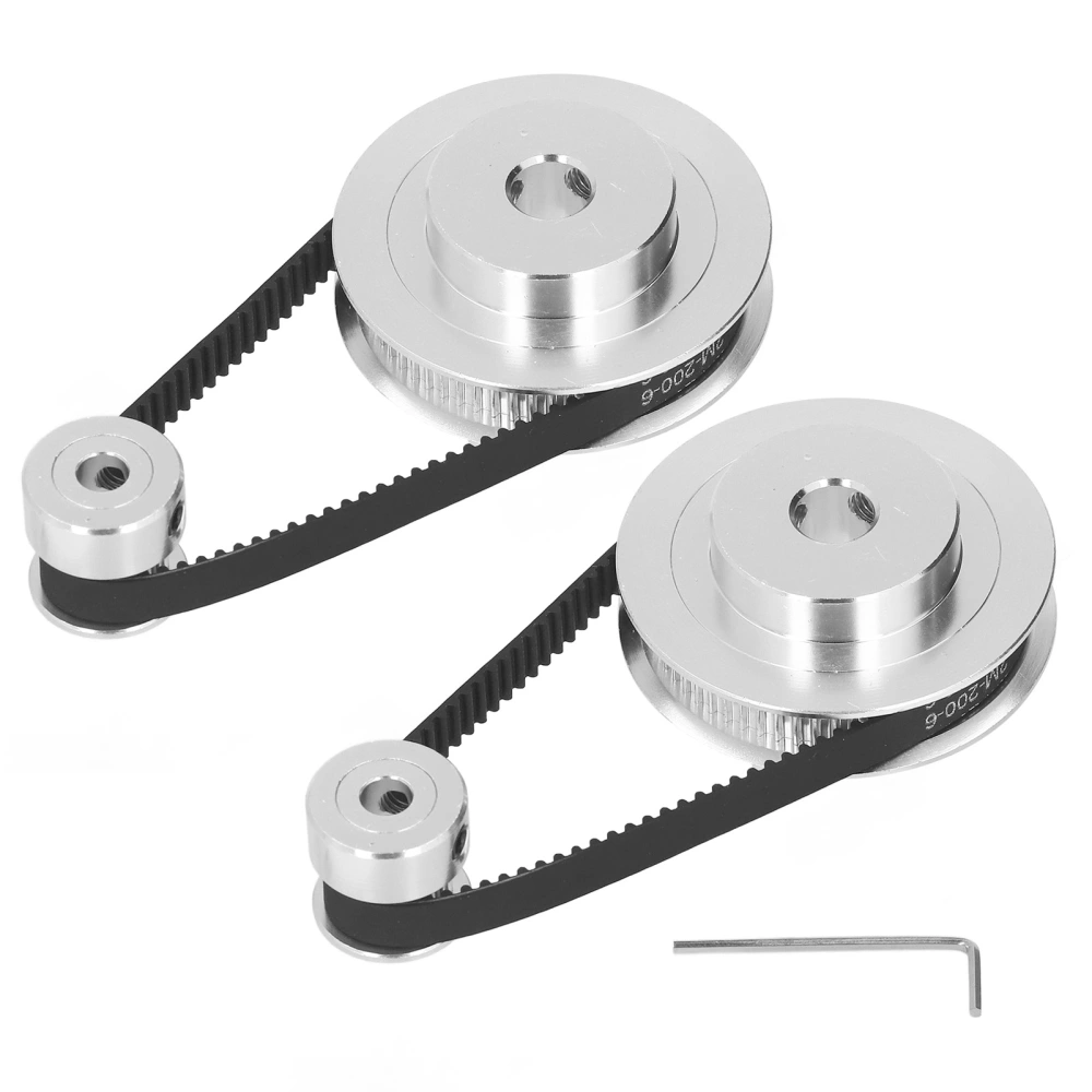 2 Set Synchronous Wheel GT2 Aluminum Alloy Timing Pulley with 2Pcs Length 200mm Width 6mm Belt 60T 8mm and 20T 5mm