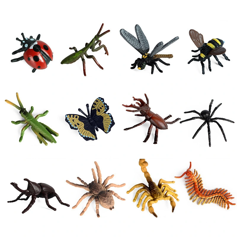 Mini Animals Toys Set Lifelike Colorful Educational Cognitive Simulation Animal Model Toy for Kids Gifts KZ Mini Insects 12 Sets