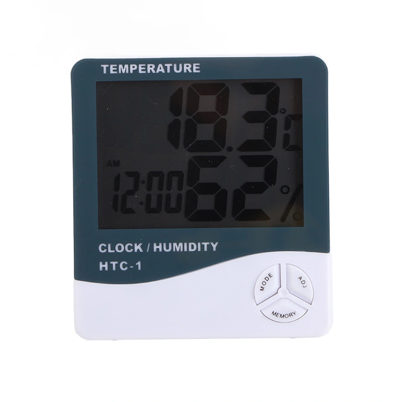 Humidity Thermometer Plastic Accurate Measurement Large Screen Time Display Indoor Humidity Meter HTC-1